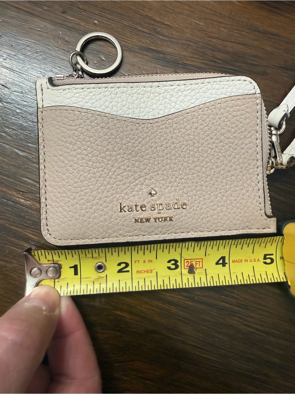 kate spade Blush  Pebbled Leather Card Pouch with Keyring